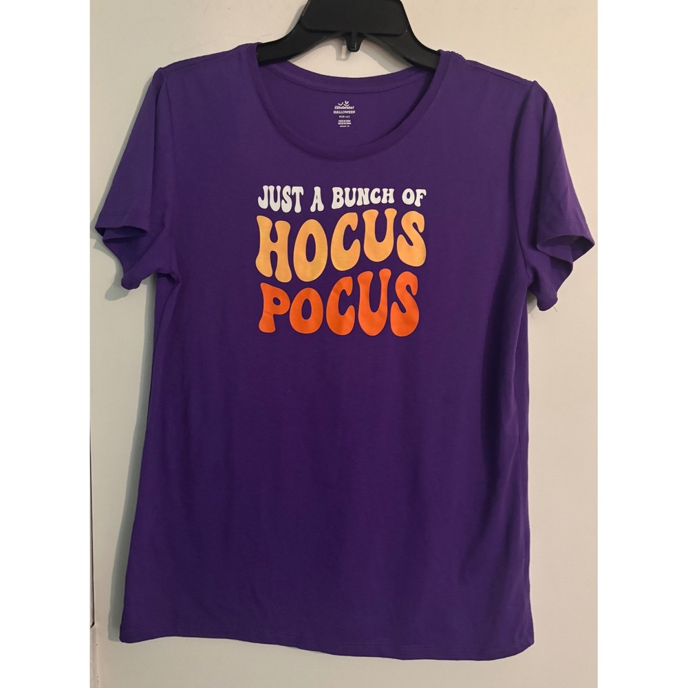Celebrate Halloween! Womens Short Sleeve Crew neck Med Hocus Pocus Screen Purple